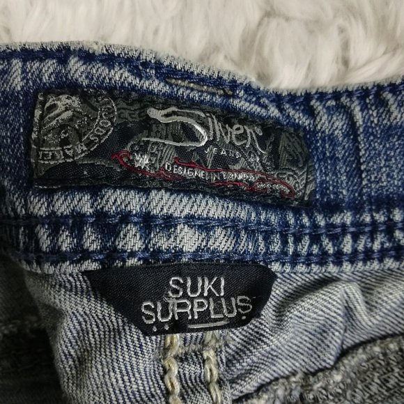 Silver Womens Jeans Suki Surplus Boot Cut Blue Denim Stone Wash Flap Pocket 28 - Picture 13 of 15